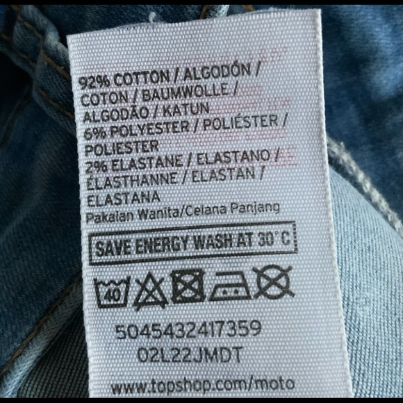 Topshop Womens Jeans Sz 28 Blue Denim Moto Leigh Skinny Distressed - Picture 6 of 7